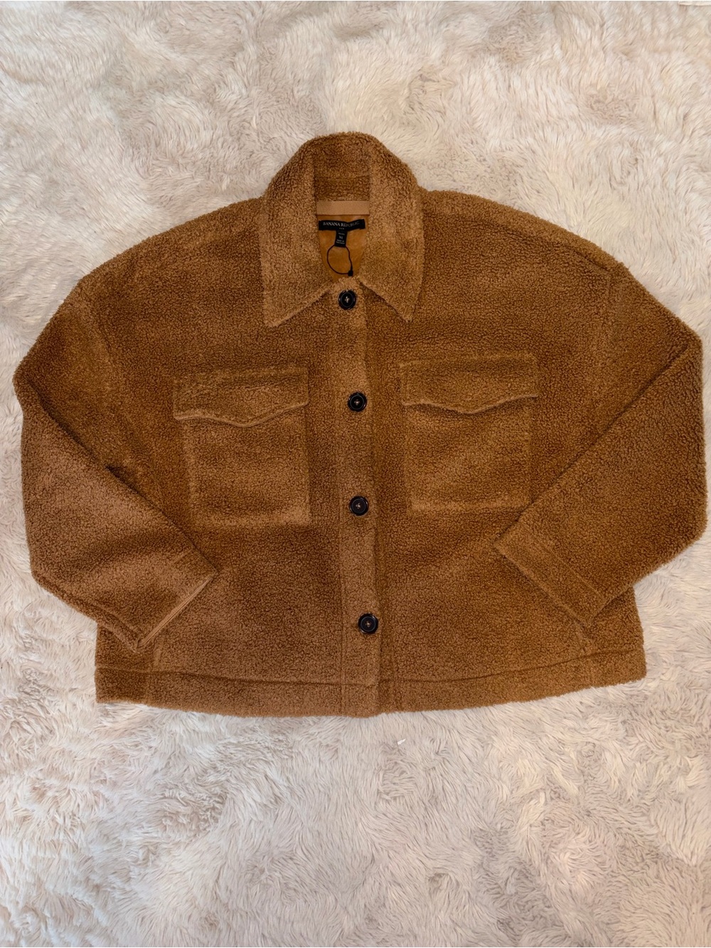 NEW Banana Republic Brown Teddy Shacket with Front Pockets